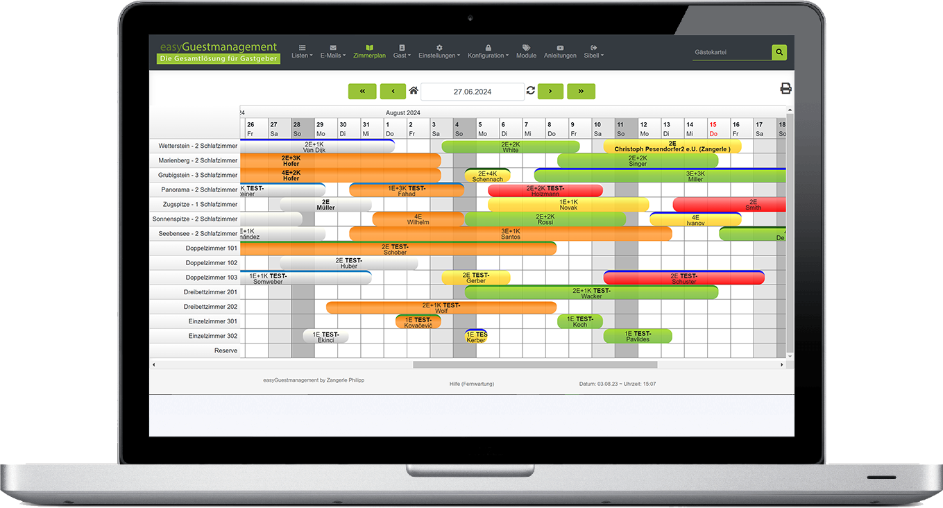 Zimmerplan easyGuestmanagement